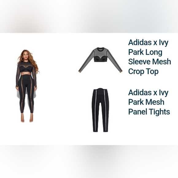 Adidas Ivy Park Black and Gold Mesh Crop Top/ Pants Set SizeXs